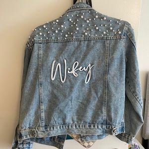 Pearled wifey jean jacket